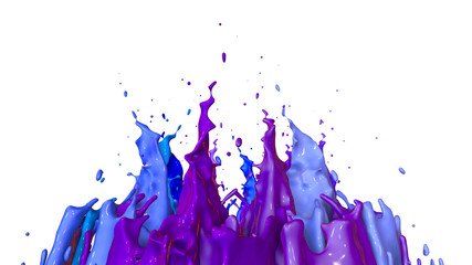 paint flew out of the jar on white background. Simulation of 3d splashes of ink on a musical speaker that play music. beautiful splashes as a bright background. Cool shades 26