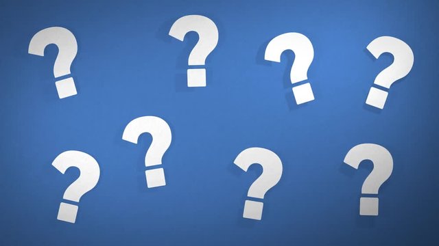 Question Marks On Blue, Paper Textured Background. Optimistic,High-Quality Stop-Motion Animation. 4K, 24fps.