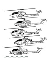 Bell AH-1 Cobra. Outline vector drawing