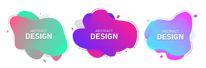 Set of modern abstract vector banners. Fluid organic colorful shapes. Abstract background. Memphis design style for use in web or print