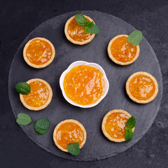 Tartlets with orange jam