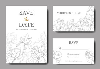Iris floral botanical flowers. Black and white engraved ink art. Wedding background card floral decorative border.