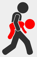 Kidnapper raster pictogram. Illustration contains flat kidnapper iconic symbol isolated on a white background.