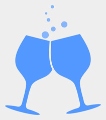 Alcohol glasses cheers raster icon. Illustration contains flat alcohol glasses cheers iconic symbol isolated on a white background.