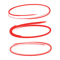 oval markers red hand drawn sketch line vector