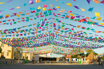 Oeiras, Brazil - Circa June 2019: Decorations for the June Festivals (aka festas de Sao Joao) in...