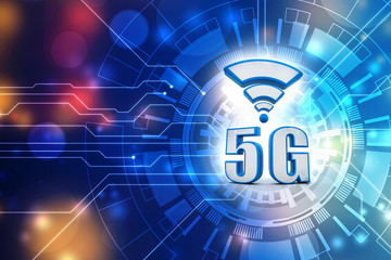 5G Network, 5G internet Connection Concept, Internet Communication Concept. 3d rendering