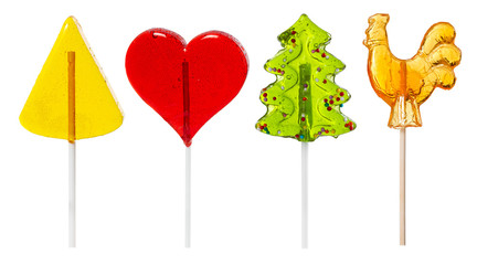Set of lollipop of various shapes isolated on white © Nataliia Pyzhova