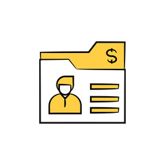 money folder icon yellow hand drawn theme