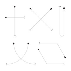 thin line bow arrows illustration set