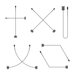 thin line bow arrows illustration set