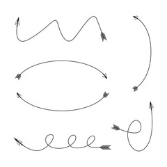 thin line bow arrows illustration set