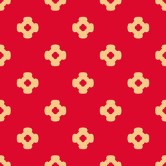 Vector abstract ornamental floral seamless pattern in red and tan colors