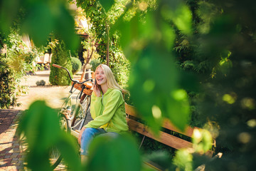 I am in park already waiting for you. Blonde enjoy relax in park or garden. Active girl with...