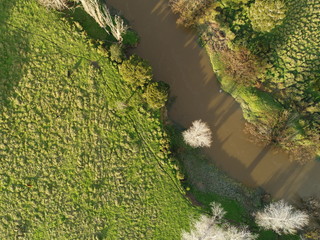 Overhead shot of a muddy river