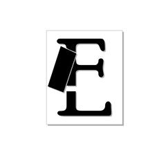 illustration logo in the form of the letter E on a white background with a shadow and a black card on the letter