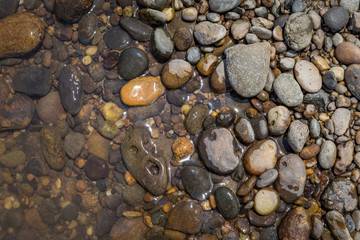 River stone beach, summer outdoor day light, nature concept