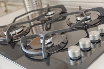 Gas stoves. Detail of a kitchen