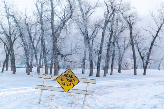 Road closed in winter