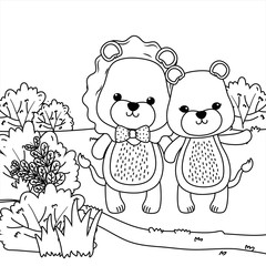 Couple of lioness and lion design