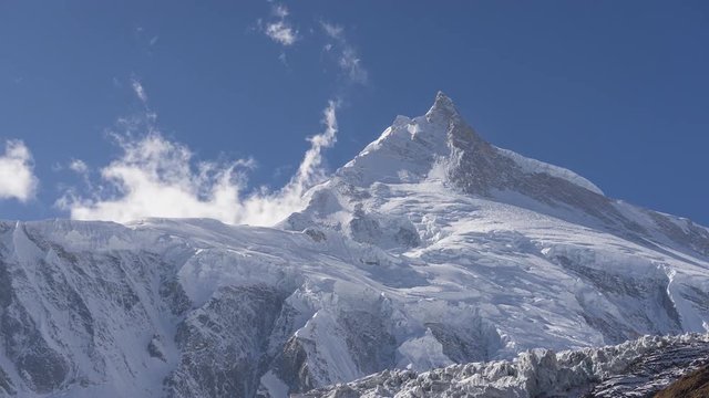 Manaslu mountain peak, eighest highest peak in the world in Himalayas mountain range, Nepal, Asia