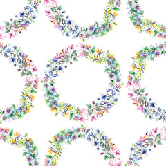 Bouquet floral botanical flowers. Watercolor background illustration set. Seamless background pattern.