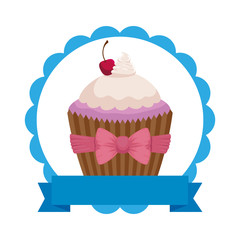 lace with sweet delicious cupcake pastry icon