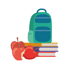 handbag school with notebooks on white background