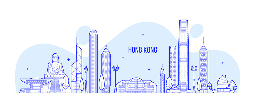 Hong Kong Skyline People Republic Of China Vector