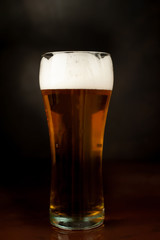 beer glass of fresh, tasty beer on a dark background