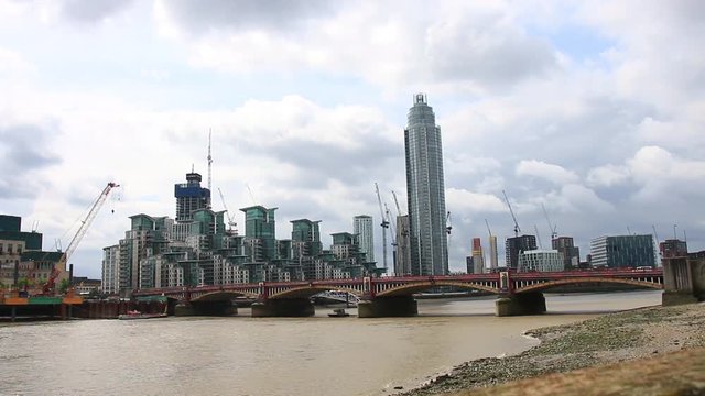 Time Lapse Of Traffic On A Vauxhall Bridge, London, England, United Kingdom.