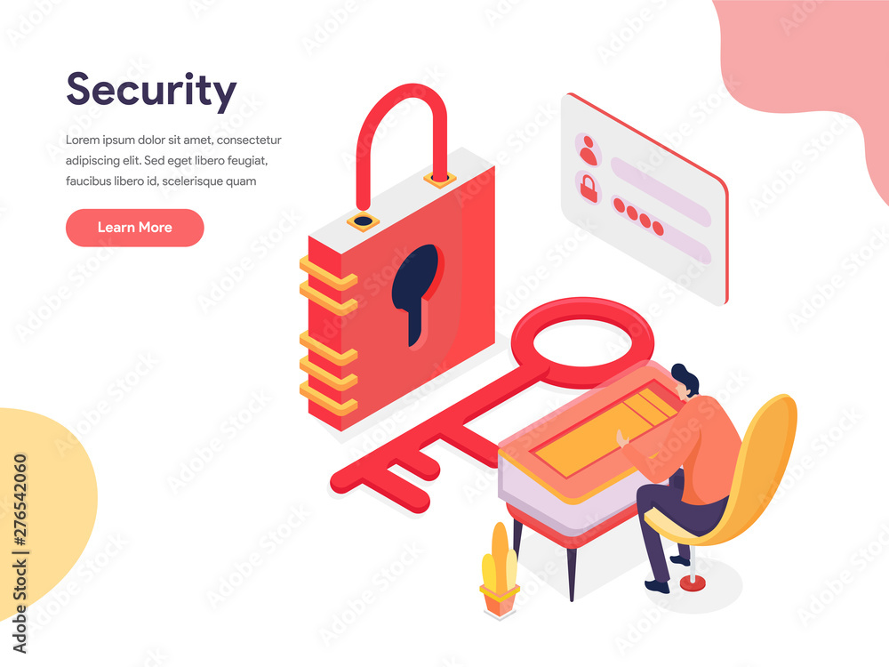 Poster access and security illustration concept. isometric design concept of web page design for website an