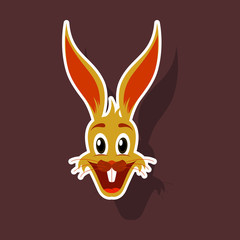 realistic paper sticker on theme funny animal bunny