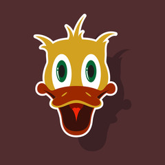 realistic paper sticker on theme funny animal duck