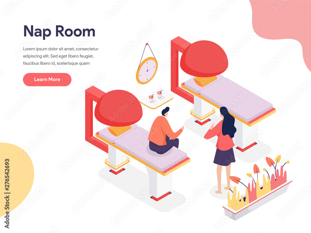 Poster nap room illustration concept. isometric design concept of web page design for website and mobile we