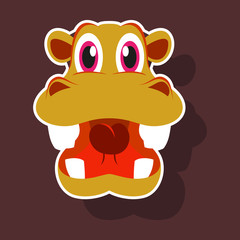 realistic paper sticker on theme funny animal hippo