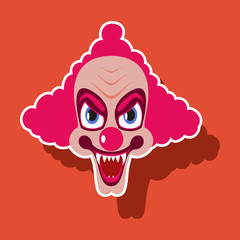 realistic paper sticker on theme humor clown vampire