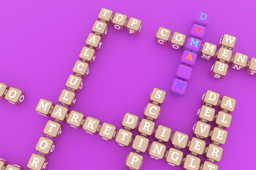 Domain, ict keyword crossword. For web page, graphic design, texture or background. 3D rendering.