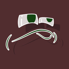 realistic paper sticker on theme Cartoon face funny emotion