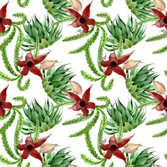 Gardinen Dschungel Green cactus floral botanical flower. Watercolor background illustration set. Seamless background pattern.  © LIGHTFIELD STUDIOS