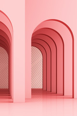 3d rendering arc rhythm in pink color tone.