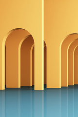 Fototapeta premium 3d rendering arc rhythm in yellow and green color.