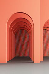 3d rendering arc rhythm in orange and grey color.