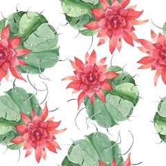 Foto op Canvas Green cactus floral botanical flower. Watercolor background illustration set. Seamless background pattern. © LIGHTFIELD STUDIOS