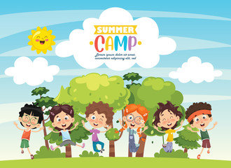 Vector Illustration Of Kids Summer Camp