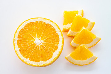 Orange, the fruit is a round shape, has a sweet taste, has a thick yellow crust The flesh looks like a capsule containing a lot of orange juice.