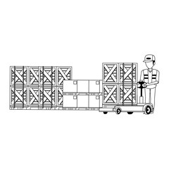 Warehouse worker logistics job concept in black and white