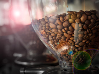 Coffee bean in the coffee machine