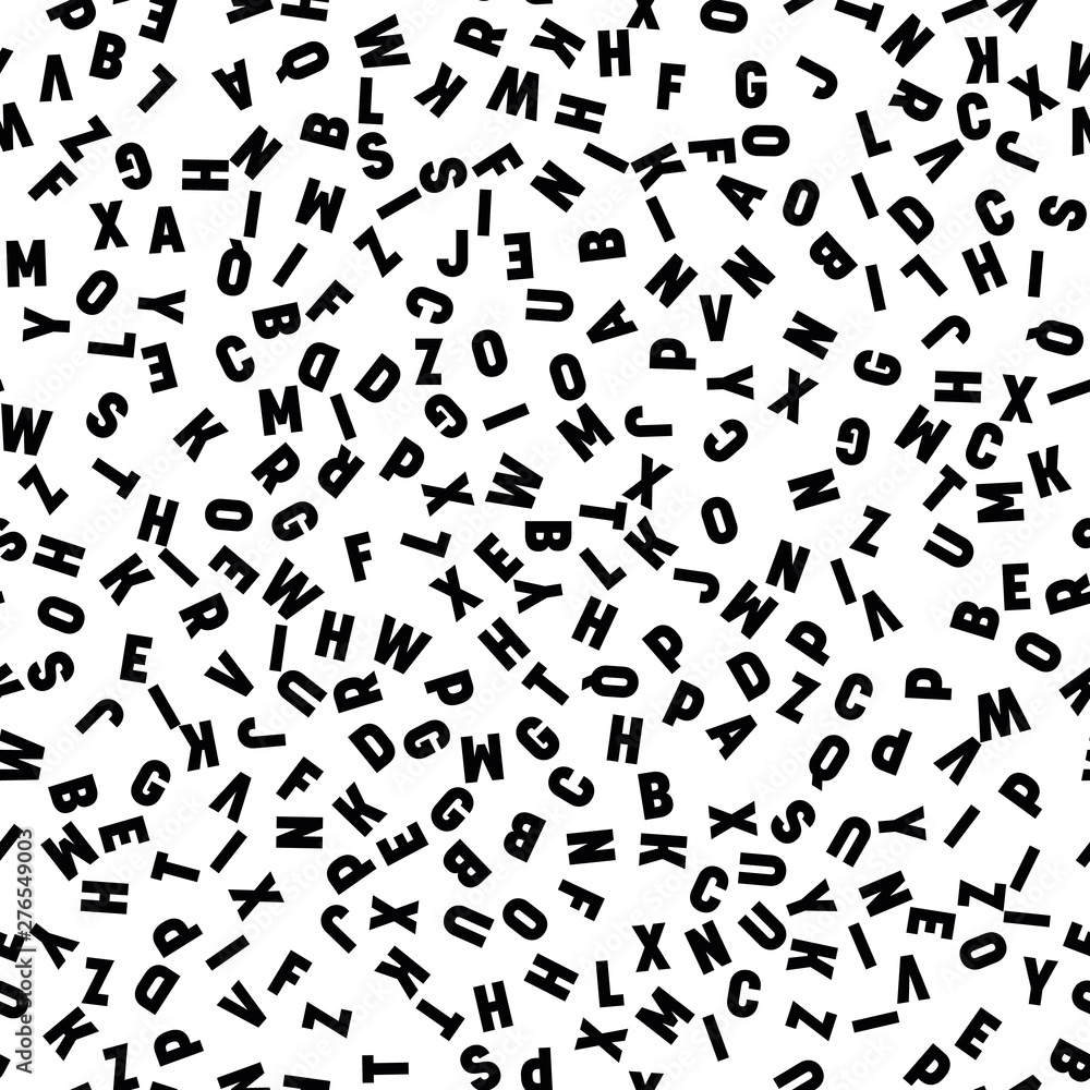 Poster seamless pattern of letters. random order signs. vector background