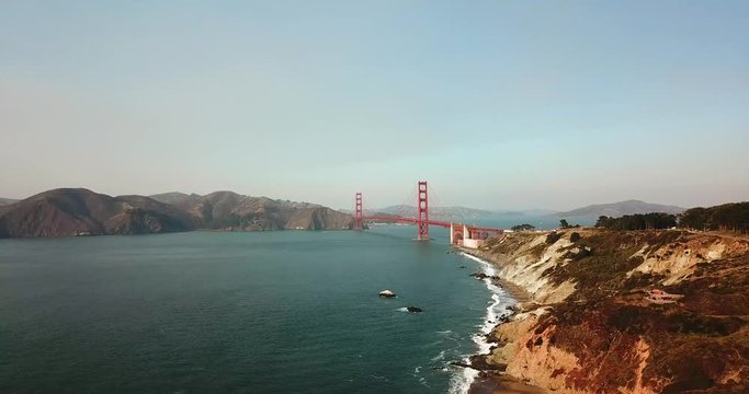Golden Gate bridge in San Francisco, USA aerial footage